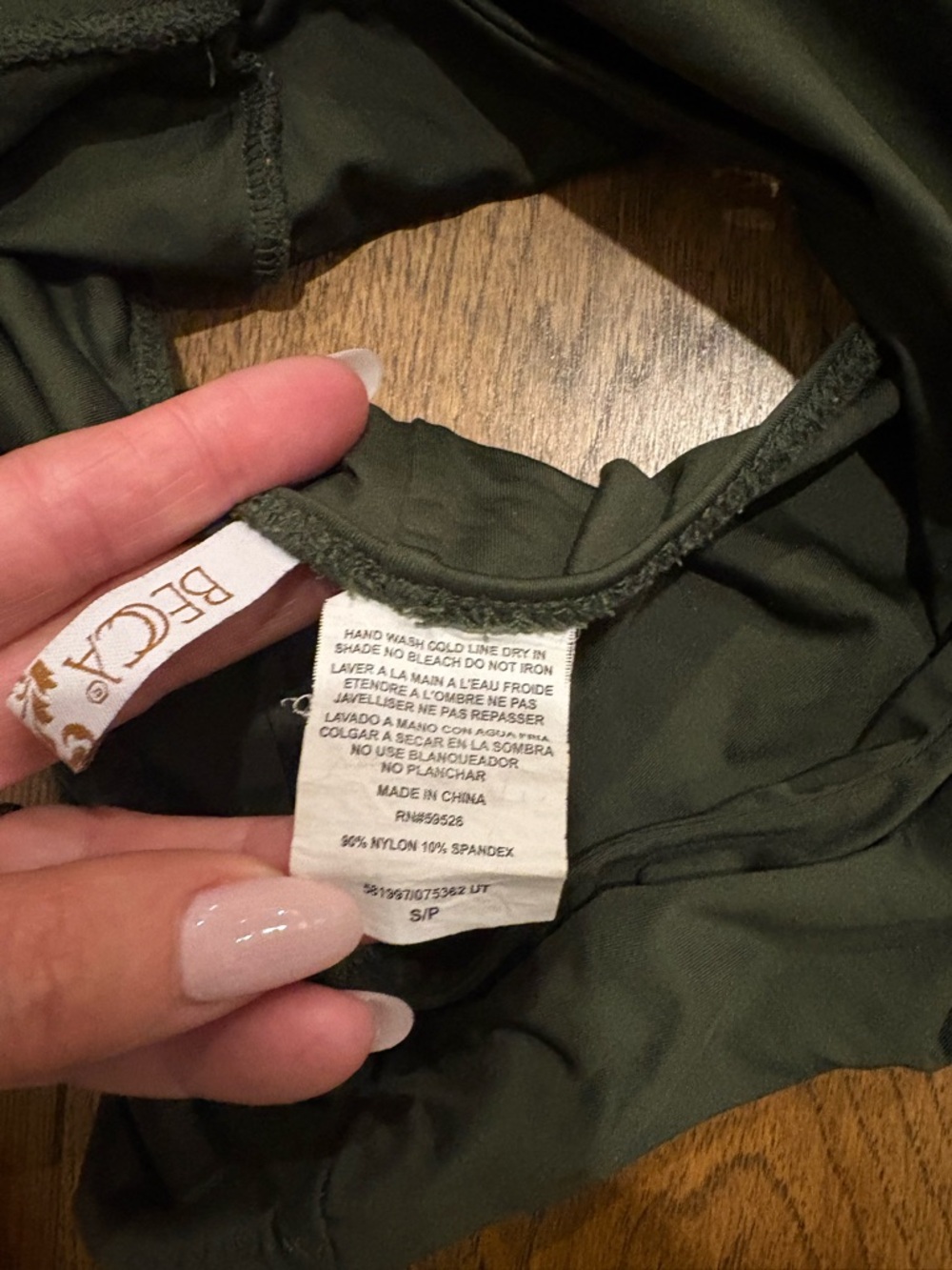 Becca Olive Green One-Piece Swimsuit - Picture 3 of 7